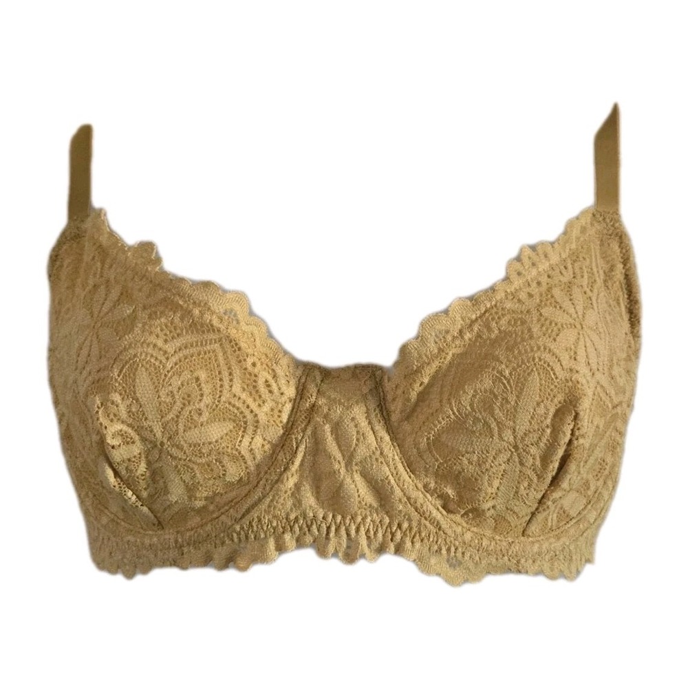 Old Navy 36B Unlined Lace Underwire Bra Golden Yellow Balconette NWT Women's